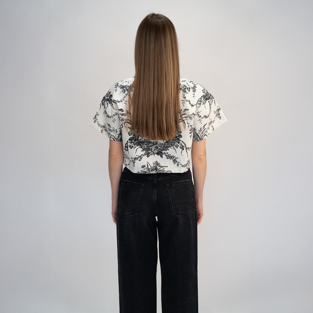 Black Toile Cropped Shirt