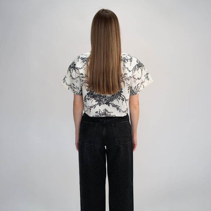 Black Toile Cropped Shirt