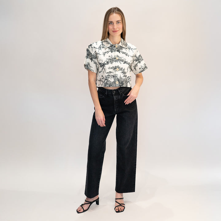 Black Toile Cropped Shirt