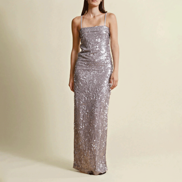Silver Sequin Maxi Dress