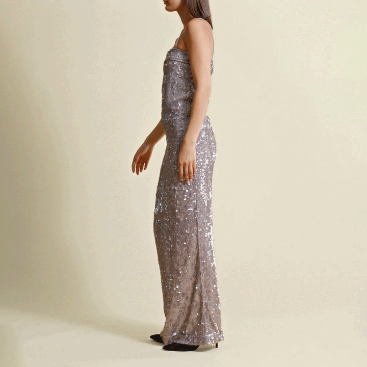 Silver Sequin Maxi Dress