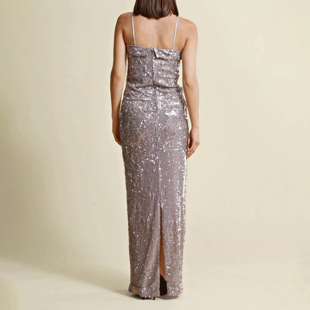 Silver Sequin Maxi Dress