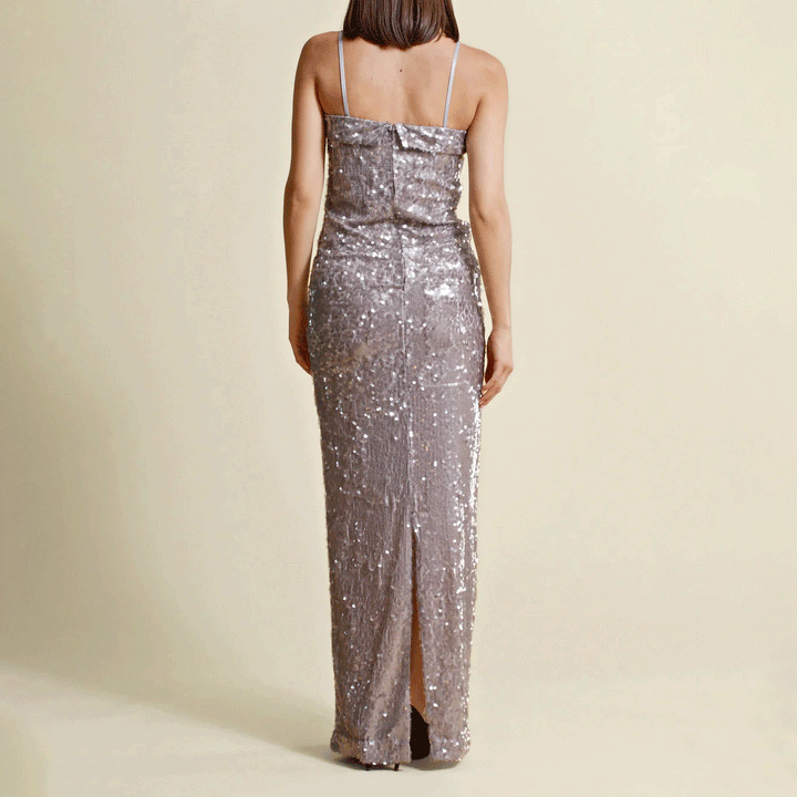 Silver Sequin Maxi Dress