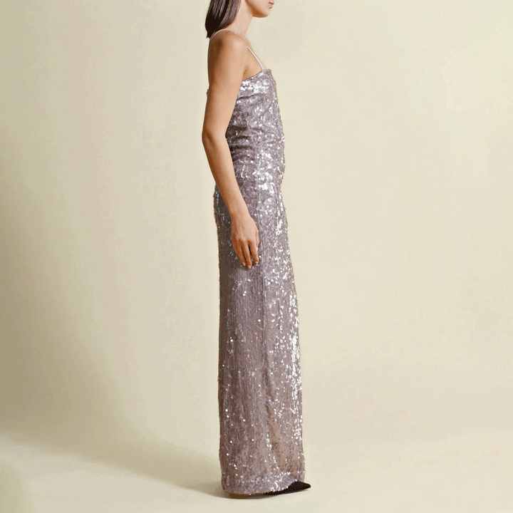 Silver Sequin Maxi Dress