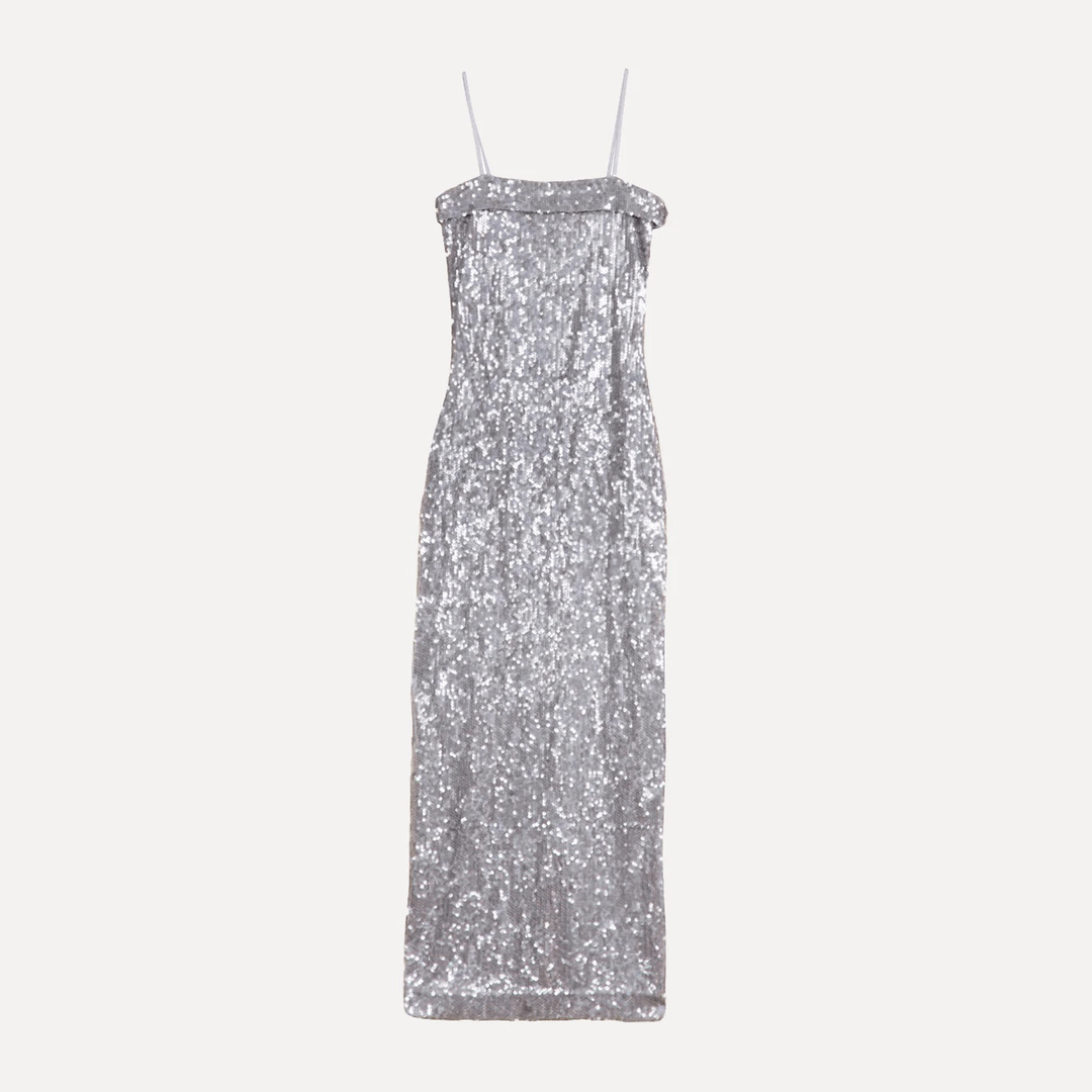 Silver Sequin Maxi Dress