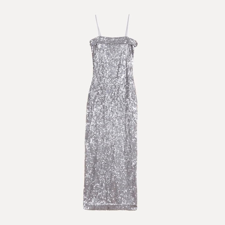 Silver Sequin Maxi Dress