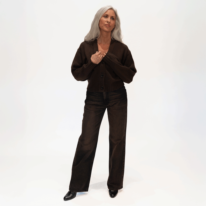 V-Neck Cropped Cardigan