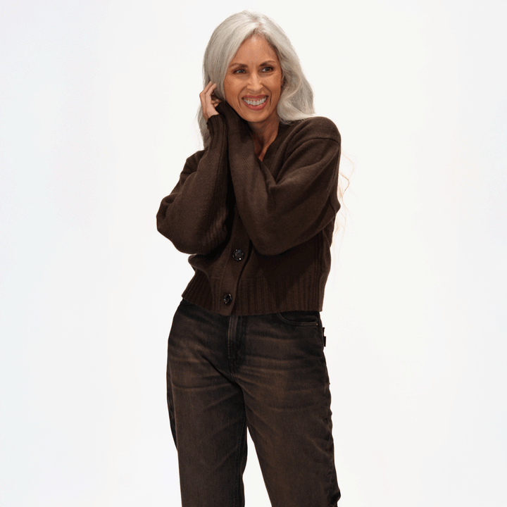 V-Neck Cropped Cardigan